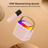 pTron Fusion Tunes 10W Mini Bluetooth Speaker with Wireless Karaoke Mic, 8Hrs Playtime, Vivid RGB Lights, Voice Effects, Multi-Play Modes BT5.1/TF Card & Type-C Charging Port (Light Pink)