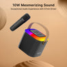 pTron Fusion Tunes 10W Mini Bluetooth Speaker with Wireless Karaoke Mic, 8Hrs Playtime, Vivid RGB Lights, Voice Effects, Multi-Play Modes BT5.1/TF Card & Type-C Charging Port (Black)
