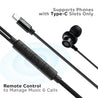 pTron Boom Buddy in-Ear Wired Earphones with Mic, Type-C Audio Connector, Immersive Stereo Sound with Deep Bass, 14mm Large Dynamic Drivers & 1.2M Nylon Braided Cable (Jet Black)