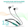 pTron Tangent Duo in Ear Wireless Headphones with Mic, 13mm Driver, Bluetooth V5.2, Dual Device Pairing, Fast Charging Type-C Wireless Neckband, Voice Assistant & IPX4 Water Resistant (Jet Black/Green)
