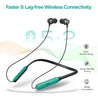 pTron Tangent Duo in Ear Wireless Headphones with Mic, 13mm Driver, Bluetooth V5.2, Dual Device Pairing, Fast Charging Type-C Wireless Neckband, Voice Assistant & IPX4 Water Resistant (Jet Black/Green)