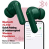pTron Zenbuds X1 Quad Mic TWS Earbuds, 40hrs Playtime, In-Ear Sensor, TruTalk AI-ENC Calls, 40ms Movie/Music Modes, Bluetooth 5.3 Headphones, TypeC Fast Charging & IPX5 Water Resistant (Forest Green)
