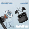 pTron Bassbuds Neo TWS Earbuds, HD Mic & TruTalk AI-ENC Calls, Immersive Sound, Game/Music Modes, 35H Playtime, in-Ear Bluetooth 5.3 Headphones, Type-C Fast Charging & IPX5 Water Resistant (Ink Black)