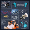 pTron Zenbuds 1 V2 ANC Bluetooth V5.3 in Ear Earbuds, 32Db Quietsound Tech, 13Mm Hyperdrivers with 4D Panaromic Audio, 4 Quadpro ANC Mics, 40Ms Low Latency Game/Music Modes & IPX5 (Maya Blue)