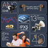 pTron Zenbuds 1 V2 ANC Bluetooth V5.3 in Ear Earbuds, 32Db Quietsound Tech, 13Mm Hyperdrivers with 4D Panaromic Audio, 4 Quadpro ANC Mics, 40Ms Low Latency Game/Music Modes & IPX5 (Dark Brown)