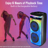 pTron Fusion Party Pro 100W Karaoke Bluetooth Party Speaker with 3M Wired Microphone & Wireless Microphone, Powerful Sound, Echo Control, BT5.0/USB/SD Card/AUX Playback & Remote Control (Satin Black)