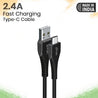pTron USB-A to Type-C 2.4A Fast Charging Cable compatible with Android Phones/Tablets, 480mbps Data Transfer Speed, Made in India, Solero T241 Tangle-free Type-C USB Cable (Round, 1M, Jet Black)