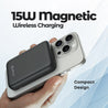 pTron Dynamo Arc 10000mAh 22.5W USB Fast Charging Nano Magnetic Power Bank, 15W Magnetic Wireless Charging, 20W PD/Type C Fast Charging, 3 Outputs/1 Input & Multiple Layers of Protection (Matt Black)