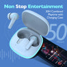 pTron Bassbuds Xcite in-Ear TWS Earbuds with Quad Mic & ENC Calls, 50H Playtime, 40ms Low Latency Sync, Bluetooth 5.3 Headphones, Type-C Fast Charging & IPX5 Water Resistant (Blue)