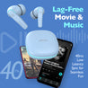 pTron Bassbuds Xcite in-Ear TWS Earbuds with Quad Mic & ENC Calls, 50H Playtime, 40ms Low Latency Sync, Bluetooth 5.3 Headphones, Type-C Fast Charging & IPX5 Water Resistant (Blue)
