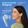 pTron Bassbuds Xcite in-Ear TWS Earbuds with Quad Mic & ENC Calls, 50H Playtime, 40ms Low Latency Sync, Bluetooth 5.3 Headphones, Type-C Fast Charging & IPX5 Water Resistant (Blue)