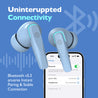 pTron Bassbuds Xcite in-Ear TWS Earbuds with Quad Mic & ENC Calls, 50H Playtime, 40ms Low Latency Sync, Bluetooth 5.3 Headphones, Type-C Fast Charging & IPX5 Water Resistant (Blue)