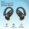 pTron Bassbuds Sports V2 TWS Earbuds, Built-in HD Mic for Clear Calls, 32Hrs Playtime, BT v5.1 Headphones with Deep Bass, Ergonomic Hook Design & IPX4 Water/Sweat Resistant (Jet Black & Yellow)