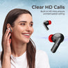 pTron Basspods P81 in-Ear Wireless Earbuds, Pristine Sound, 32Hrs Playtime, Clear Calls TWS Earbuds, Bluetooth V5.1 Headphone, Type-C Fast Charging, Voice Assist & IPX4 Water Resistant (Black & Red)