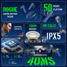 pTron Bassbuds Rogue W/ 40Ms Low-Latency Gaming, Clear Calls, 50Hrs Playtime, Pristine Sound, V5.3 Bluetooth in Ear Headphones, Snug-Fit, RGB Lights, Touch Control, Voice Assist, IPX5 Water Resistant (Blue)