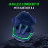 pTron Bassbuds Rogue W/ 40Ms Low-Latency Gaming, Clear Calls, 50Hrs Playtime, Pristine Sound, V5.3 Bluetooth in Ear Headphones, Snug-Fit, RGB Lights, Touch Control, Voice Assist, IPX5 Water Resistant (Blue)