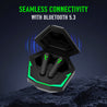 pTron Bassbuds Rogue W/ 40Ms Low-Latency Gaming, Clear Calls, 50Hrs Playtime, Pristine Sound, V5.3 Bluetooth in Ear Headphones, Snug-Fit, RGB Lights, Touch Control, Voice Assist, IPX5 Water Resistant (Black)