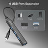 pTron Nexo 4 in 1 Type-C USB, Type C Multiport Adapter with 1 x USB 3.0 & 3 x USB 2.0 Ports, 5 Gbps High Speed Data Transfer for Laptop, MacBook, PC, Portable Design with Metal Case (Black)