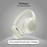 pTron Studio Evo 70hrs Playtime Wireless Over Ear Headphones with HD Mic, Low-Latency Game/Movie/Music Modes, Punchy Bass, BT5.3, Dual Device Pairing, Voice Assistant & Type-C Fast Charging (Beige)