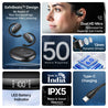 pTron Bassbuds Senz Open Ear Wireless Earbuds, SafeBeats Design, Dual HD Mics & AI-ENC for Clear Calls, 50hrs Playtime, 13mm Dynamic Drivers, BT6.0 Headphones, Type C Fast Charging & IPX5 (Black)