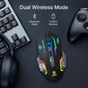 pTron Flick M2 Wireless Gaming Mouse w/RGB Lights, Precision Tracking, Dual Wireless Modes-BT & 2.4GHz, 6 Buttons, Thumb Support, Rechargeable, Ergonomic Design for Laptop, Smartphone, Tablet (Black)