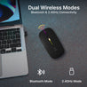 pTron Flick M1 Slim Wireless Mouse w/Rechargeable Battery, Dual Connectivity 2.4Ghz & BT, 4 Buttons, 1000/1200/1600 DPI, Vivid LED Lights, Silent Operation, Plug & Play, Type C Charging (Black)