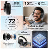 pTron Studio Urban 35dB Active Noise Cancellation Bluetooth Wireless Over Ear Headphones with Mic, 72Hrs Playtime, 40mm Bass Drivers, TruTalk AI-ENC Calls, 40ms Low Latency Gaming, Foldable Cups (Black)
