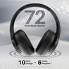 pTron Studio Urban 35dB Active Noise Cancellation Bluetooth Wireless Over Ear Headphones with Mic, 72Hrs Playtime, 40mm Bass Drivers, TruTalk AI-ENC Calls, 40ms Low Latency Gaming, Foldable Cups (Black)
