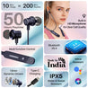 pTron Tangent Buzz w/ 50Hrs Playtime, Pristine Sound, Dual-Device Pairing, Bluetooth 5.4 Wireless in-Ear Earphones with Mic, Hall Switch Function, Voice Assistant, Type-C Fast Charging & IPX5 (Blue)
