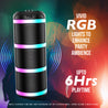 pTron Fusion Theatre 60W Karaoke Bluetooth Party Speaker w/Punchy Stereo Sound, Rhythmic RGB Lights, 3m Wired Mic, 6Hrs Playtime, 5 Equalisers, BT/USB/SD Card Playback & Type-C Charging (Raven Black)