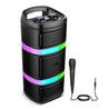 pTron Fusion Quad 40W Bluetooth Karaoke Party Speaker w/ 3m Wired Mic, Vibrant RGB Lights, 6Hrs Playtime, Mic Volume Control, 5-Equalizer Settings, BT/USB/SD Playback & Type-C Charging (Raven Black)