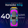 pTron Fusion Beats 40W Karaoke Bluetooth Party Speaker w/Punchy Stereo Sound, 6hrs Playtime, Rhythmic RGB Lights, 3m Wired Mic, Bluetooth V5.1/USB/SD Card Playback Modes & Type-C Charging (Raven Black)