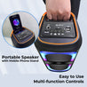 pTron Fusion Beats 40W Karaoke Bluetooth Party Speaker w/Punchy Stereo Sound, 6hrs Playtime, Rhythmic RGB Lights, 3m Wired Mic, Bluetooth V5.1/USB/SD Card Playback Modes & Type-C Charging (Raven Black)