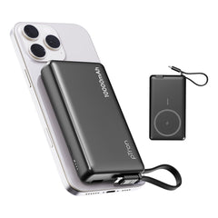 pTron Dynamo Dash Magnetic Wireless 10000mAh Fast Charging Slim Power Bank, Strong Magnet, 22.5W Output, Compatible w/iPhone 12/13/14/15/16, Android & Other Qi Enabled Devices, Type-C Input (Black)