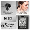 pTron Bassbuds Zen TWS Earbuds w/ 35dB ANC, Quad MEMS Mic, ENC Calls, 55Hrs Playtime, Custom EQ, App Support, BT6.0, Dual-Device Pairing, 40ms Low-Latency, IPX5, 13mm Driver (Black)