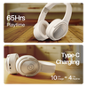 pTron Studio Pro w/ 65Hrs Playtime, Wireless Over Ear Headphones w/HD Mic & TruTalk AI-ENC Calls, Low-Latency Game & Music, 40mm Drivers, BT5.4, Dual Device Pairing & Type-C Fast Charging (Beige)