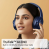 pTron Studio Pro w/ 65Hrs Playtime, Wireless Over Ear Headphones w/HD Mic & TruTalk AI-ENC Calls, Low-Latency Game & Music, 40mm Drivers, BT5.4, Dual Device Pairing & Type-C Fast Charging (Blue)