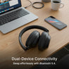 pTron Studio Classic w/ 75Hrs Playtime, Wireless Over Ear Headphones w/HD Mic & TruTalk AI-ENC Calls, Low-Latency Game & Music, Deep Bass, BT5.4, Dual Device Pairing, & Type-C Charging (Black)