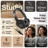 pTron Studio w/ 60Hrs Playtime, Wireless Over-Ear Headphones with HD Mic, Immersive Sound, 40mm Drivers, BT5.4, Dual-Device Pairing, 3.5mm Aux Port, TF Card Slot & Type-C Fast Charging (Jet Black)