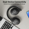 pTron Studio w/ 60Hrs Playtime, Wireless Over-Ear Headphones with HD Mic, Immersive Sound, 40mm Drivers, BT5.4, Dual-Device Pairing, 3.5mm Aux Port, TF Card Slot & Type-C Fast Charging (Jet Black)