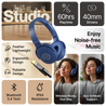 pTron Studio w/ 60Hrs Playtime, Wireless Over-Ear Headphones with HD Mic, Immersive Sound, 40mm Drivers, Bluetooth V5.4, Dual-Device Pairing, 3.5mm Aux Port, TF Card Slot & Type-C Fast Charging (Blue)