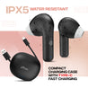 pTron Bassbuds NX In-Ear TWS Earbuds w/ Dual HD Mic & AI-ENC Clear Calls, 32Hrs Playtime, 13mm Drivers, Bluetooth 5.3 Wireless Headphones, Voice Assistant, Type-C Fast Charging & IPX5 (Coal Black)