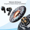 pTron Basspods P251+ TWS Earbuds w/ 50Hrs Playtime, 12mm Drivers, Dual HD Mic & AI-ENC Calls, Movie Mode, Touch Controls, in-Ear Bluetooth 5.1 Wireless Headphones, Type C Charging & IPX4 (Jet Black)
