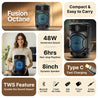 pTron Fusion Octane 48W Bluetooth Party Speaker w/Punchy Sound, 8 inch Neo Driver, Breathing RGB Lights, 6Hrs Playtime, BT5.3/Aux/TF Card/USB Playback Modes, Type-C Charging, Portable (Jade Black)