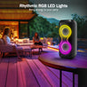 pTron Fusion ONE 48W Bluetooth Party Speaker w/Pristine Stereo Sound, Dual 4 inch Neo Drivers, Rhythmic RGB Lights, 6Hrs Playtime, BT5.3/Aux/TF Card/USB Playback Modes, Type-C Charging (Jet Black)