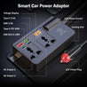 pTron PowerEdge 200W Car Laptop Charger/Car Power Inverter with 2 USB (3A & 2.4A) + 2 Type-C (30WPD & 2.4A), Smart USB Charging Ports, 12V/24V DC to 220V AC, 2X Universal AC Outlet (Black)