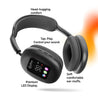 pTron Studio Pixel, 70hrs Playtime, Wireless Over Ear Headphones w/HD Mic, TruTalk AI-ENC Calls, 40mm Drivers, Pristine Sound, RGB Display, BT5.3, Dual Device Pairing & Type-C Charging (Jet Black)