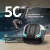 pTron Bassbuds Turbo in-Ear TWS Earbuds w/ 40ms Low-Latency, 50Hrs Playtime, Custom EQ, App Support, Dual Mic, TruTalk AI-ENC Calls, Immersive Sound, RGB Lights, Bluetooth V6.0, IPX5 (Raven Black)