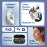 pTron Bassbuds Vortex Clips Wireless Open Ear Earbuds w/Chrome Finish, SafeBeats Tech, 50Hrs Playtime, Dual HD Mic w/AI-ENC, 10mm Driver, Pristine Sound, BTv5.4 Earclips, Type C Charging (Obsidian)