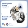 pTron Bassbuds Vortex Clips Wireless Open Ear Earbuds w/Chrome Finish, SafeBeats Tech, 50Hrs Playtime, Dual HD Mic w/AI-ENC, 10mm Driver, Pristine Sound, BTv5.4 Earclips, Type C Charging (Obsidian)